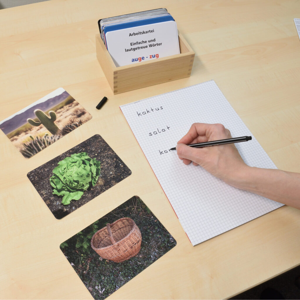 Arbeitskartei mi Bildkarten zu lautgetreuen Wörtern